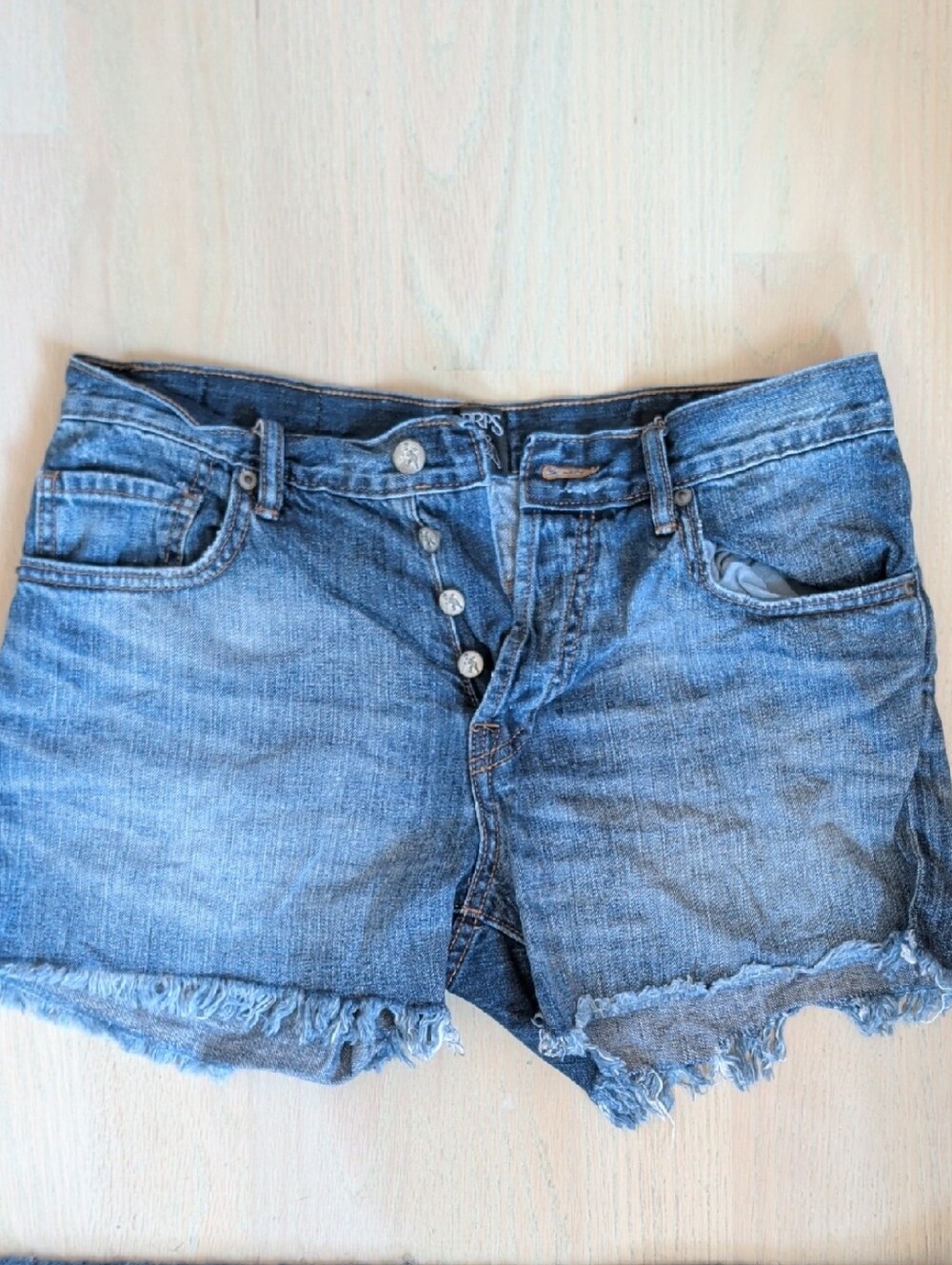 PRPS Distressed Light Blue Denim Cutoff Shorts